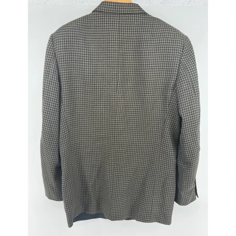 Vintage Oscar de la Renta Wool Houndstooth Blazer Mens 40L Brown Black